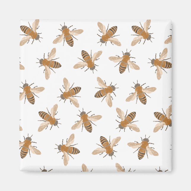 Handgezeichnete Bienen-Magnet Magnet (Vorne)