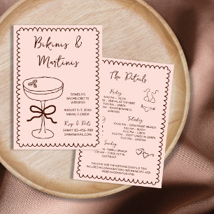 Handgezeichnete Bikinis & Martinis Junggeselinnen- Einladung