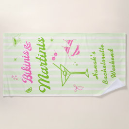 Handgezeichnete Bikinis & Martinis Junggeselinnen- Strandtuch