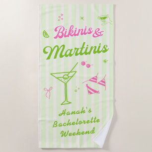 Handgezeichnete Bikinis & Martinis Junggeselinnen- Strandtuch
