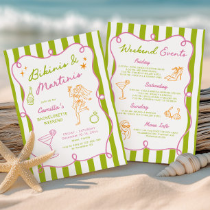 Handgezeichnete Bikinis & Martinis Junggesellinnen Einladung