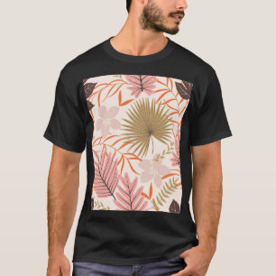 Handgezeichnete Blätter: Exotisches Jungle Muster. T-Shirt