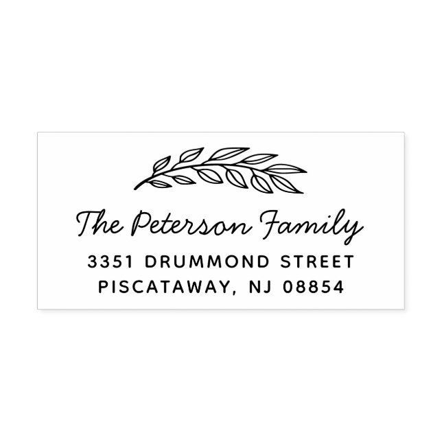 Handgezeichnete Blätter Rücksendeadresse Familienn Gummistempel (Prägung)