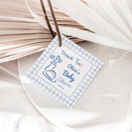 Handgezeichnete blaue Bun in der Oven Baby Boy Dus Geschenkanhänger