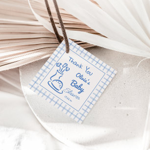 Handgezeichnete blaue Bun in der Oven Baby Boy Dus Geschenkanhänger