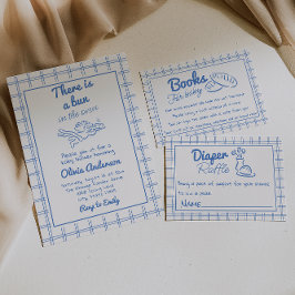 Handgezeichnete blaue Bun in der Oven Kupid Baby D Einladung