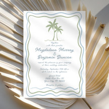 Handgezeichnete blaue Wavy Frame Palm Tree Hochzei