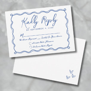 Handgezeichnete blaue wunderliche Hochzeit RSVP Karte