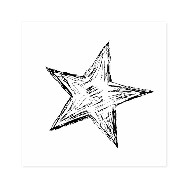 Handgezeichnete Bleistift-Star-Briefmarke Gummistempel (Prägung)