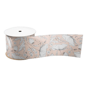 Handgezeichnete Bleistift-Wildblumen Elegant Hellp Satinband
