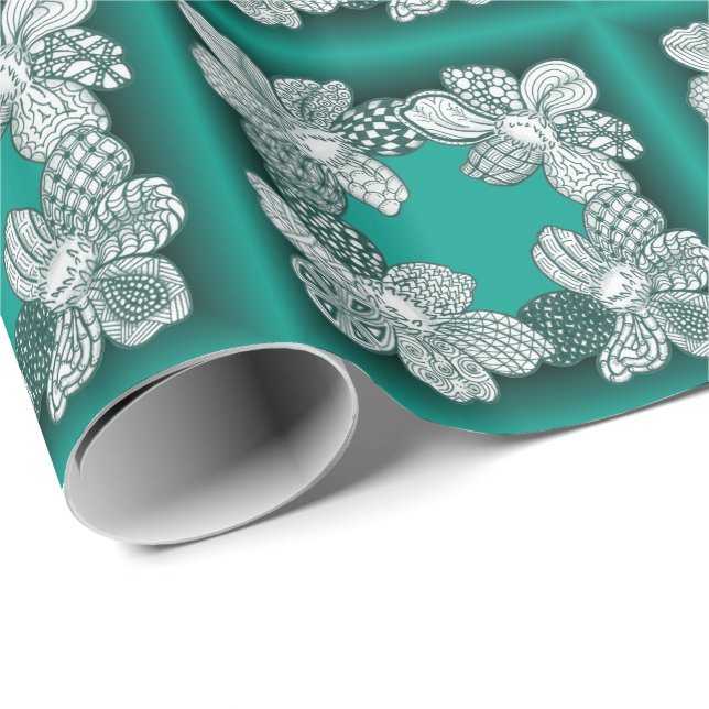 Handgezeichnete Blume auswählen Geschenkpapier (Rolleneckpunkt)