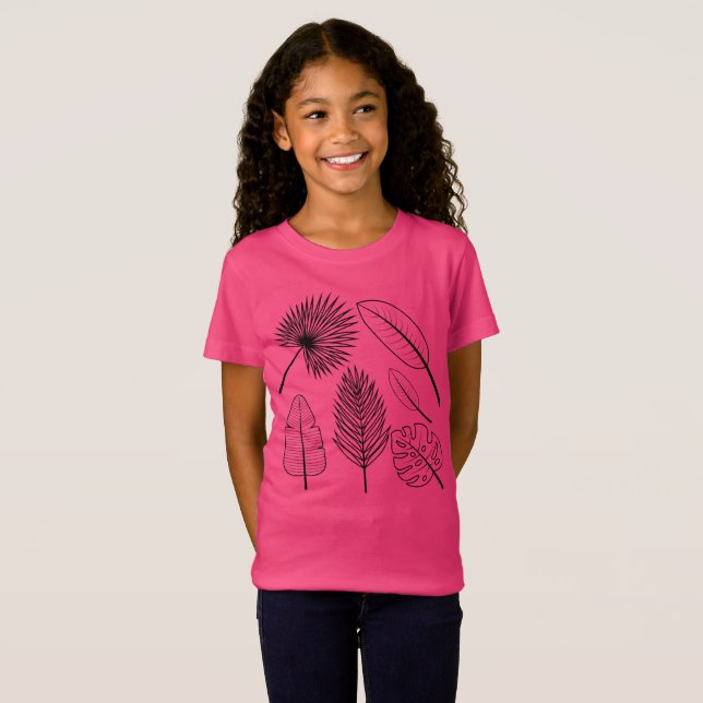 Handgezeichnete Blume Doodles Pink Pflanze Floral  T-Shirt (Vorne ganz)