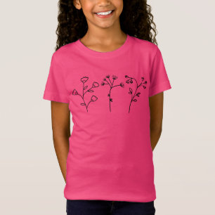 Handgezeichnete Blume Doodles Schwarz/Weiß T-Shirt