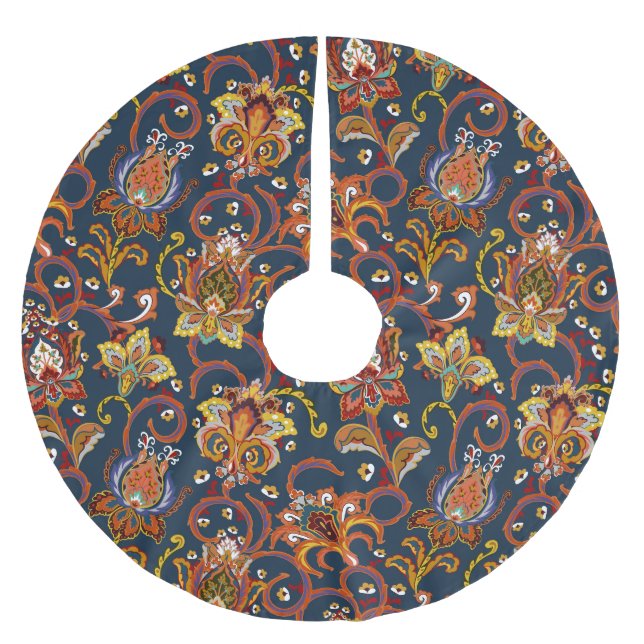 Handgezeichnete Blume: farbiges Marinemuster Polyester Weihnachtsbaumdecke (Vorderseite)