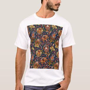 Handgezeichnete Blume: farbiges Marinemuster T-Shirt