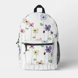 Handgezeichnete Blume & Ladybug Bedruckter Rucksack