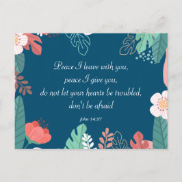 Handgezeichnete Blume mit John 14:27 Bible Verse Postkarte