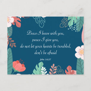 Handgezeichnete Blume mit John 14:27 Bible Verse Postkarte