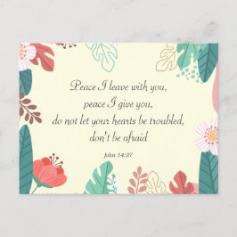 Handgezeichnete Blume mit John 14:27 Bible Verse Postkarte