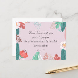 Handgezeichnete Blume mit John 14:27 Bible Verse Postkarte