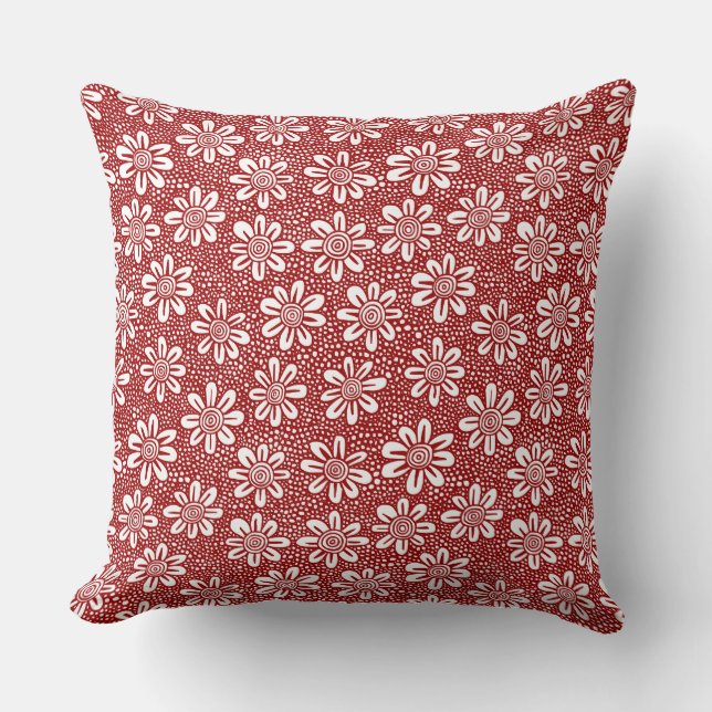Handgezeichnete Blume Muster 140617 - Ruby Red Kissen (Vorderseite)