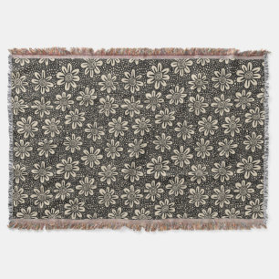 Handgezeichnete Blume Muster 140617 - Schwarz auf Decke