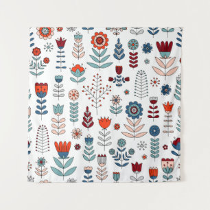 Handgezeichnete Blume nahtlos Wandteppich