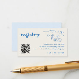 Handgezeichnete Blume Qr Code Hochzeitsgeschenkreg Begleitkarte