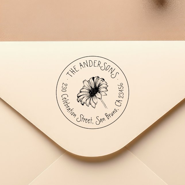 Handgezeichnete Blume | Rustikale Rücksendeadresse Permastempel (Stamp Mock-up)