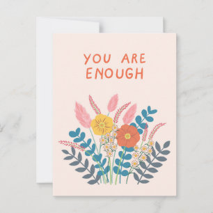 Handgezeichnete Blume Sie sind genug Postkarte