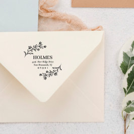 Handgezeichnete Blume Sprigs Name und Anschrift Gummistempel