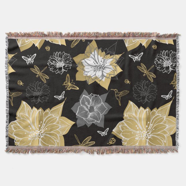 Handgezeichnete Blumen Decke (Vorderseite)