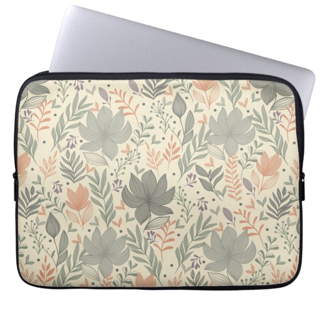 Handgezeichnete Blumen Laptopschutzhülle (Vorderseite)
