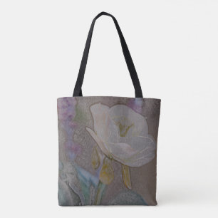 Handgezeichnete Blumen-Tasche Einkaufstasche - Blu