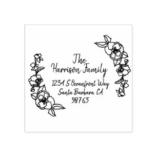 Handgezeichnete Blumenblätter Name und Anschrift Gummistempel