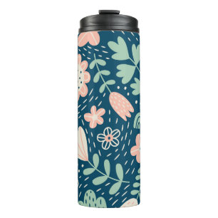 Handgezeichnete, blumenstilische Stoffe. Nahtmuste Thermosbecher