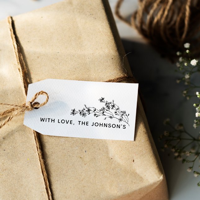 Handgezeichnete Blüte mit Familienname der Liebe Gummistempel (Hand Drawn Floral With Love Family Name Rubber Stamp)