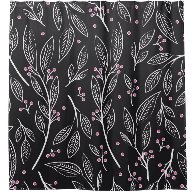 Handgezeichnete Blüte: Nahtloses Design Duschvorhang (Vorderseite)