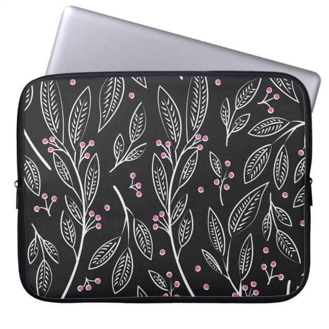 Handgezeichnete Blüte: Nahtloses Design Laptopschutzhülle (Vorderseite)