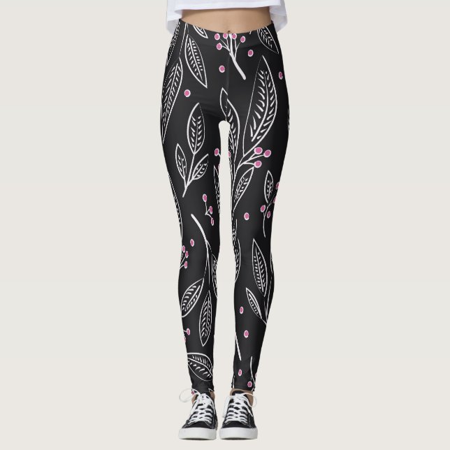 Handgezeichnete Blüte: Nahtloses Design Leggings (Vorderseite)