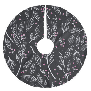 Handgezeichnete Blüte: Nahtloses Design Polyester Weihnachtsbaumdecke