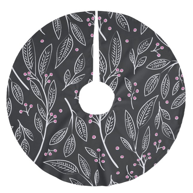 Handgezeichnete Blüte: Nahtloses Design Polyester Weihnachtsbaumdecke (Vorderseite)