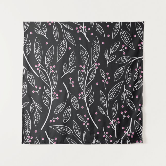Handgezeichnete Blüte: Nahtloses Design Wandteppich (Vorderseite)