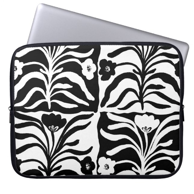 Handgezeichnete Blüte: Vintag Abstrakt Laptopschutzhülle (Vorderseite)