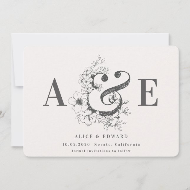 Handgezeichnete Blütenblätter Save the Date (Vorderseite)