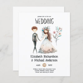 Handgezeichnete Boho Bride Groom Niedlich Hochzeit