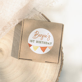 Handgezeichnete Boho Color Bunting Boy Birthday Pa Runder Aufkleber