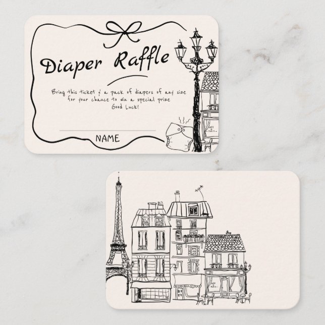 Handgezeichnete Bonjour Bebe French Baby Dusche Begleitkarte (Vorne/Hinten)