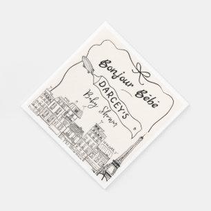 Handgezeichnete Bonjour französische Babydusche Be Serviette