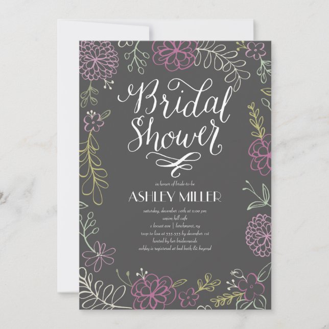 Handgezeichnete Botanicals | Brautparty Einladung (Vorderseite)